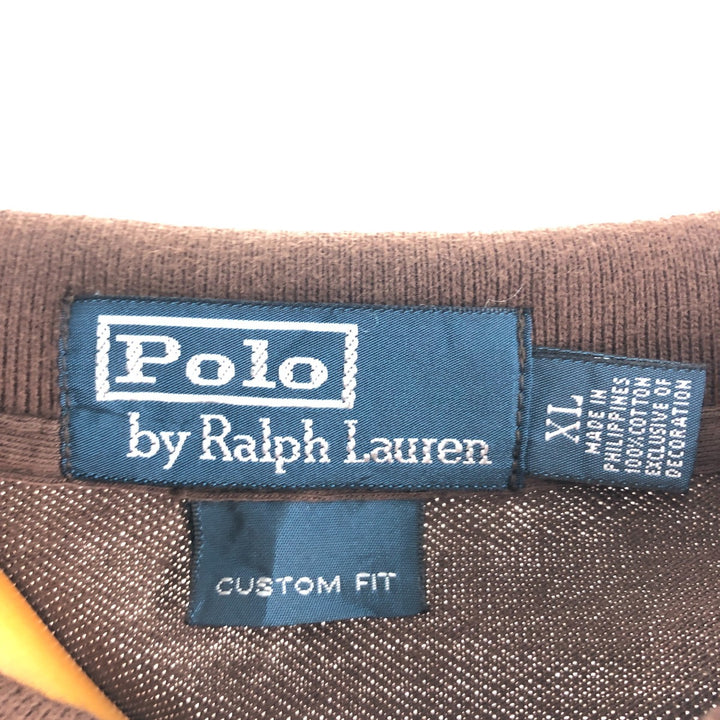 Ralph Lauren POLO by RALPH LAUREN CUSTOM FIT short sleeve polo shirt, men's XL size cotton brown type Vintage Second Hand