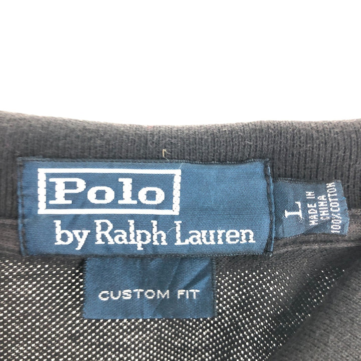 Ralph Lauren POLO by RALPH LAUREN CUSTOM FIT short sleeve polo shirt, men's size L cotton black type Vintage Second Hand