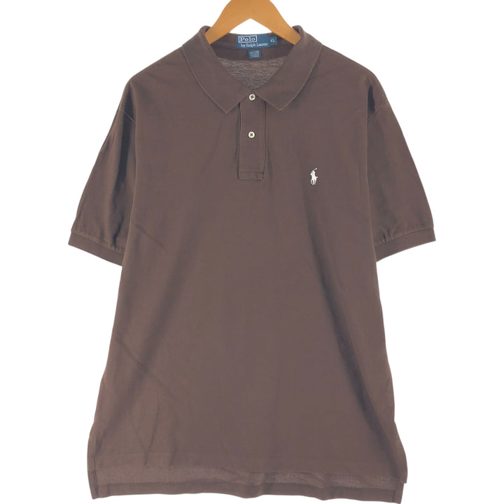Ralph Lauren POLO by Ralph Lauren short sleeve polo shirt, men's XL size cotton brown type Vintage Second Hand