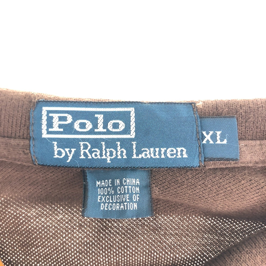 Ralph Lauren POLO by Ralph Lauren short sleeve polo shirt, men's XL size cotton brown type Vintage Second Hand