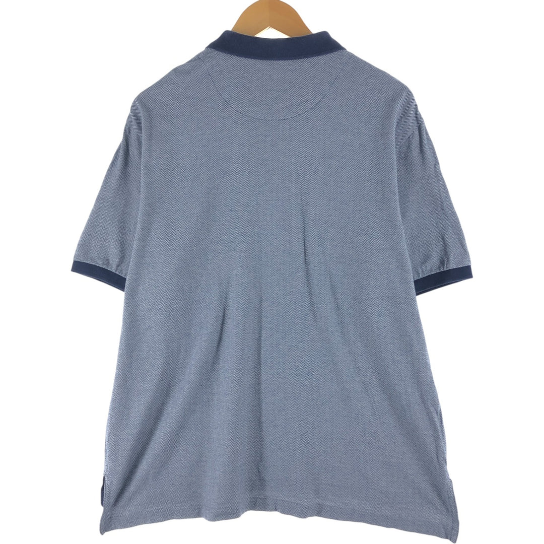 Ralph Lauren POLO by Ralph Lauren Herringbone Short Sleeve Polo Shirt Men's XL Pima Cotton navy blue type Vintage Second Hand