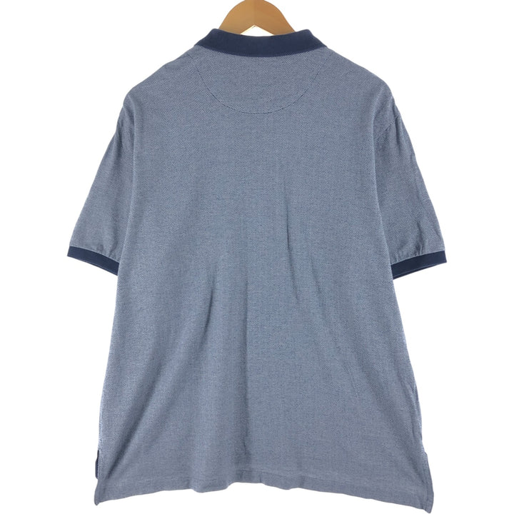 Ralph Lauren POLO by Ralph Lauren Herringbone Short Sleeve Polo Shirt Men's XL Pima Cotton navy blue type Vintage Second Hand