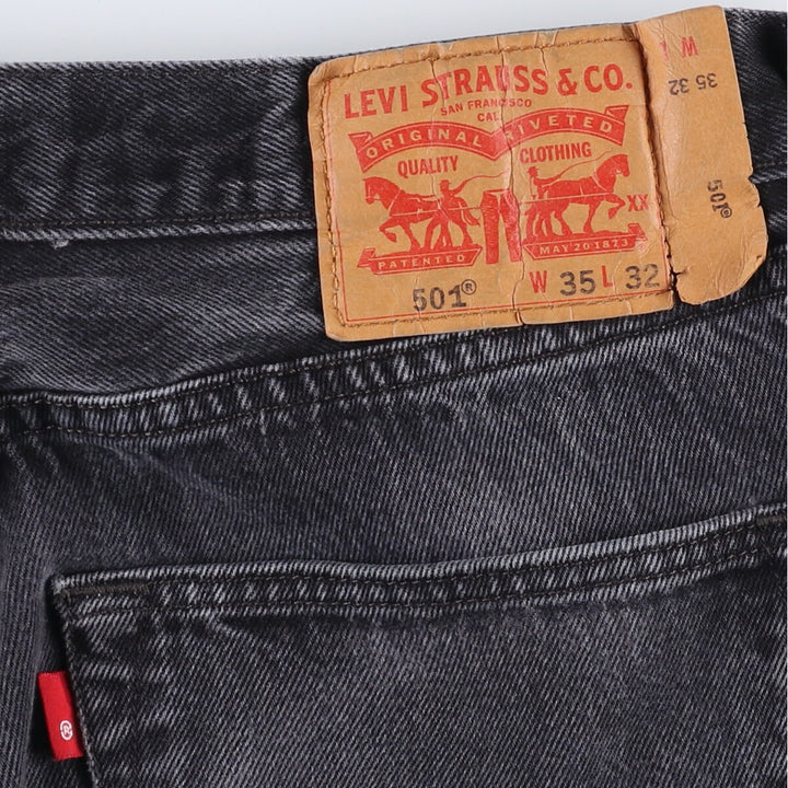 Levi's 501 Black Denim Straight Denim Pants for Men, W35 cotton black type Vintage Second Hand