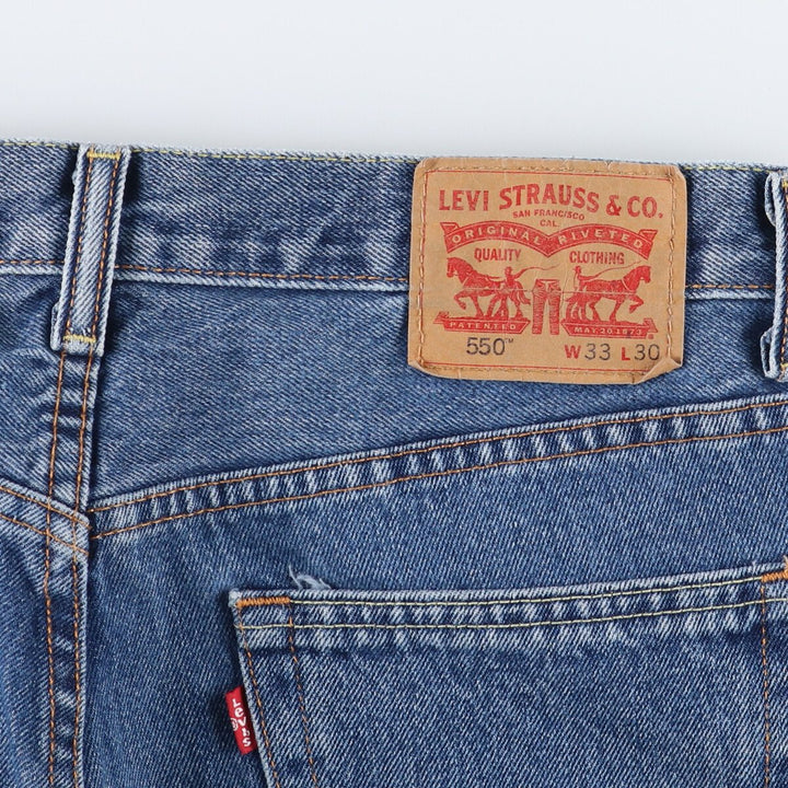 Levi's 550 tapered denim pants for men, size w35 cotton blue type Vintage Second Hand