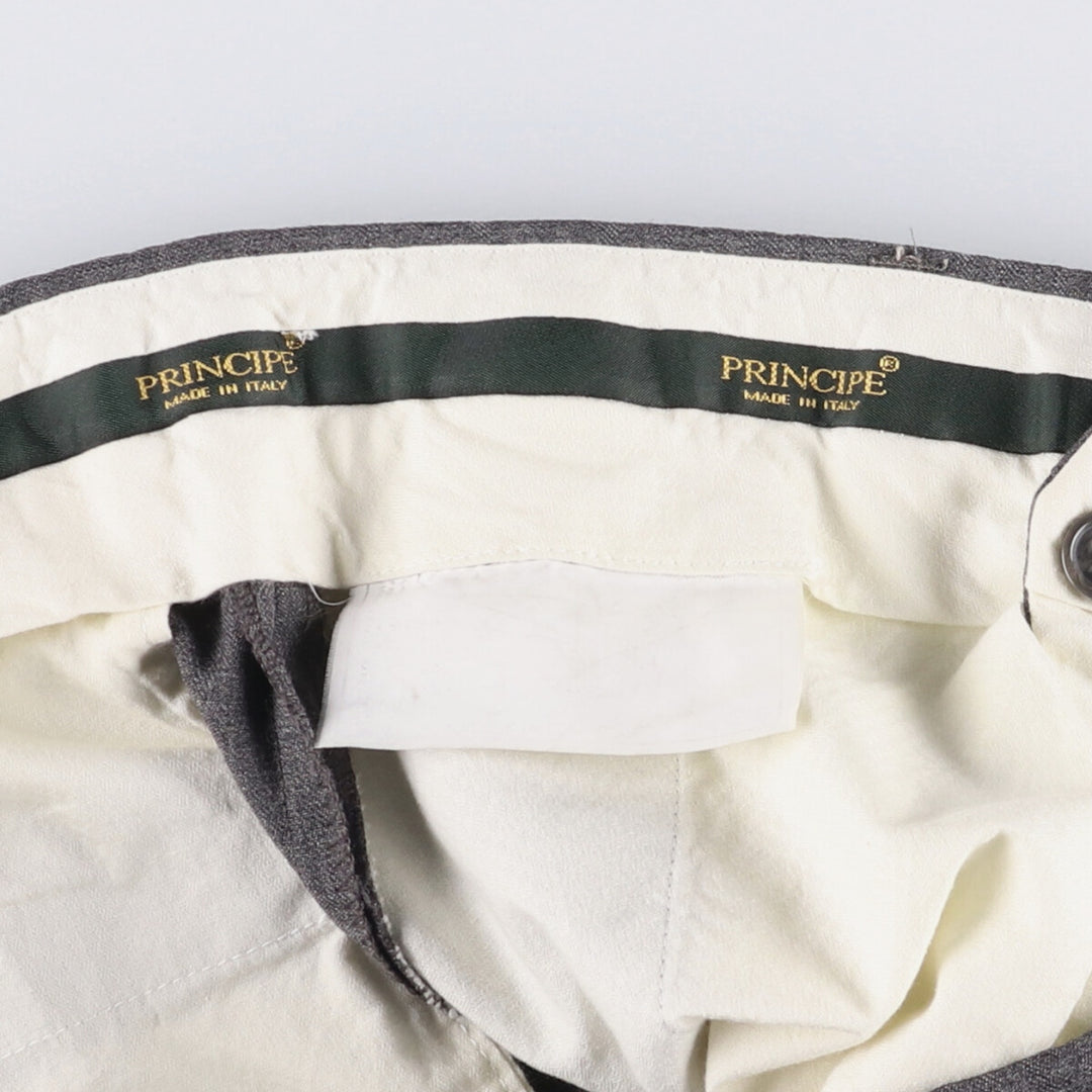 PRINCIPE Three-pleat Slacks Pants Made in Italy Men's W35 equivalent unclear gray type Vintage Second Hand
