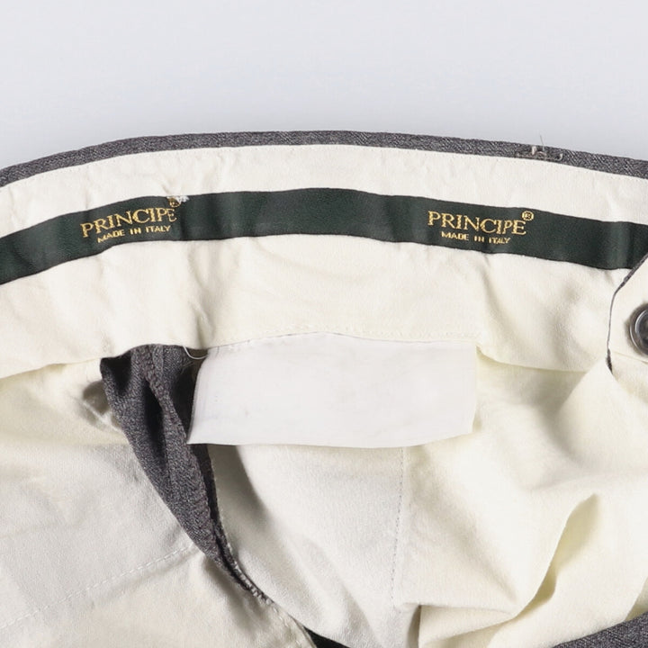 PRINCIPE Three-pleat Slacks Pants Made in Italy Men's W35 equivalent unclear gray type Vintage Second Hand