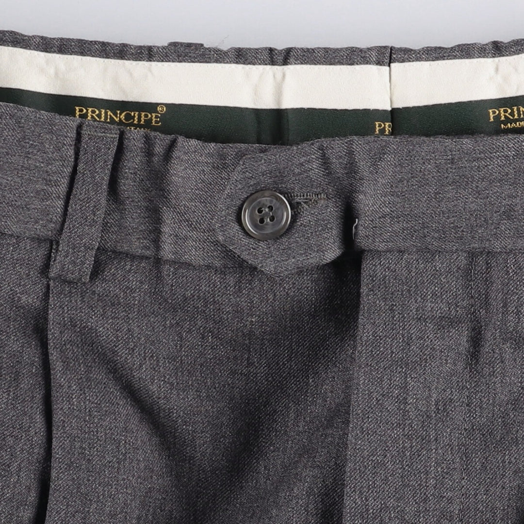 PRINCIPE Three-pleat Slacks Pants Made in Italy Men's W35 equivalent unclear gray type Vintage Second Hand