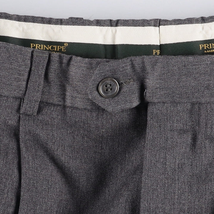PRINCIPE Three-pleat Slacks Pants Made in Italy Men's W35 equivalent unclear gray type Vintage Second Hand