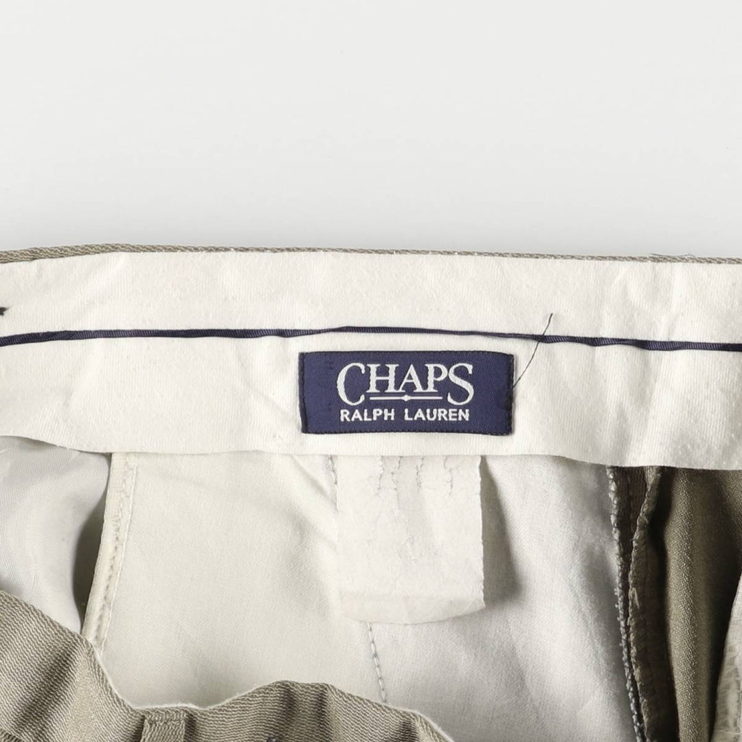 90'S Ralph Lauren CHAPS Two-pleat slacks pants for men, W34 equivalent, vintage unclear Khaki type beige Vintage Second Hand
