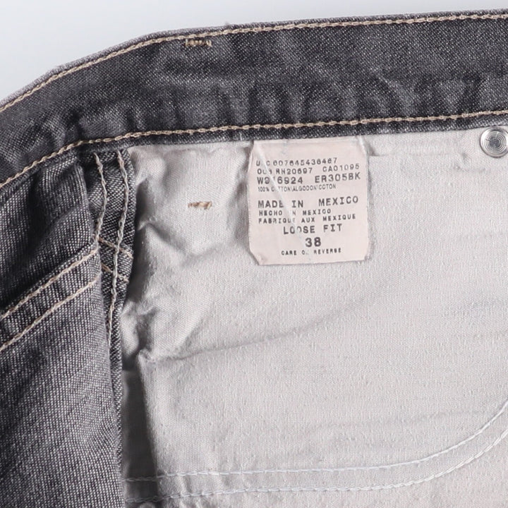 Dickies Loose Fit Black Denim Shorts, Half Pants, Men's, W38 cotton black type Vintage Second Hand