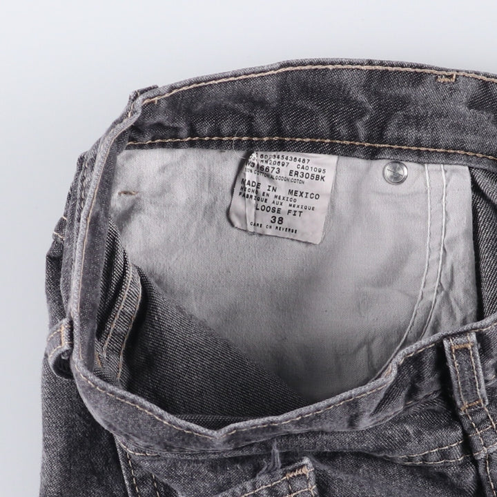 Dickies Loose Fit Black Denim Shorts, Half Pants, Men's, W38 cotton black type Vintage Second Hand