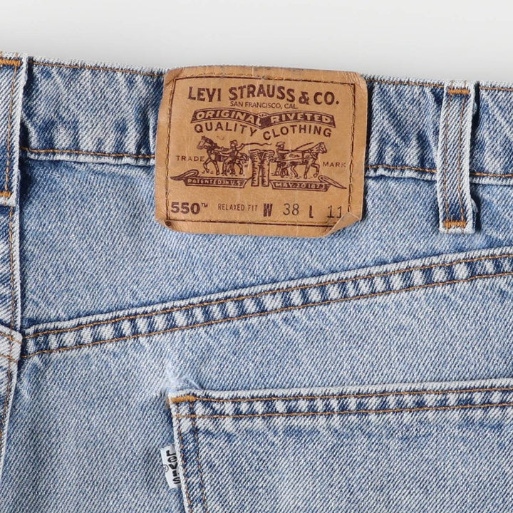 90'S Levi's 550 Relaxed Fit Denim Shorts, Made in USA, Men's, W37, Vintage cotton blue type Vintage Second Hand