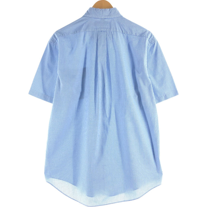 Ralph Lauren Classic Fit Short Sleeve Button Down Check Shirt Men's Size L cotton Blue type light blue Vintage Second Hand
