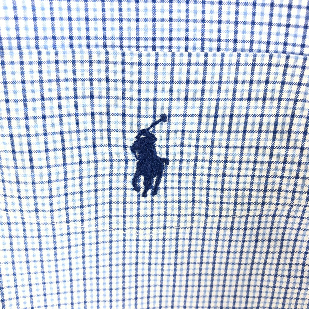 Ralph Lauren Classic Fit Short Sleeve Button Down Check Shirt Men's Size L cotton Blue type light blue Vintage Second Hand