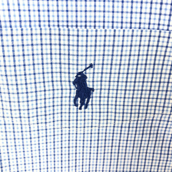 Ralph Lauren Classic Fit Short Sleeve Button Down Check Shirt Men's Size L cotton Blue type light blue Vintage Second Hand