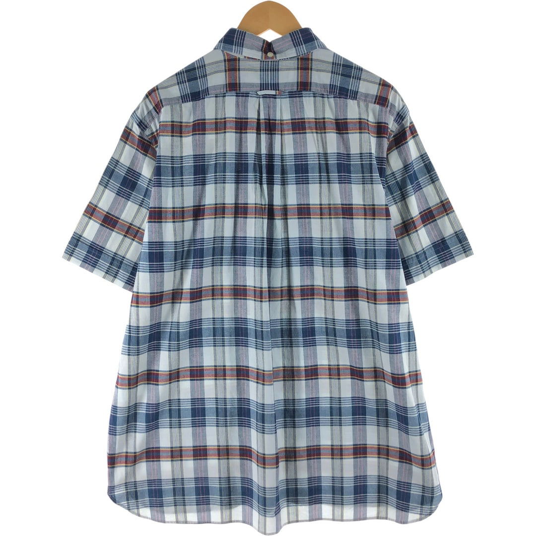 Ralph Lauren short sleeve button down check shirt, men's XL size cotton navy blue type Vintage Second Hand