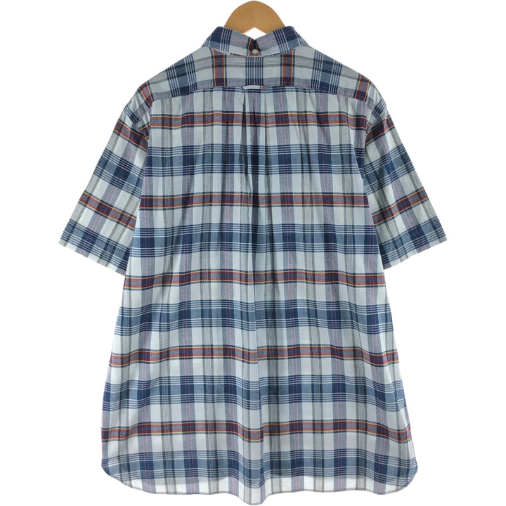 Ralph Lauren short sleeve button down check shirt, men's XL size cotton navy blue type Vintage Second Hand