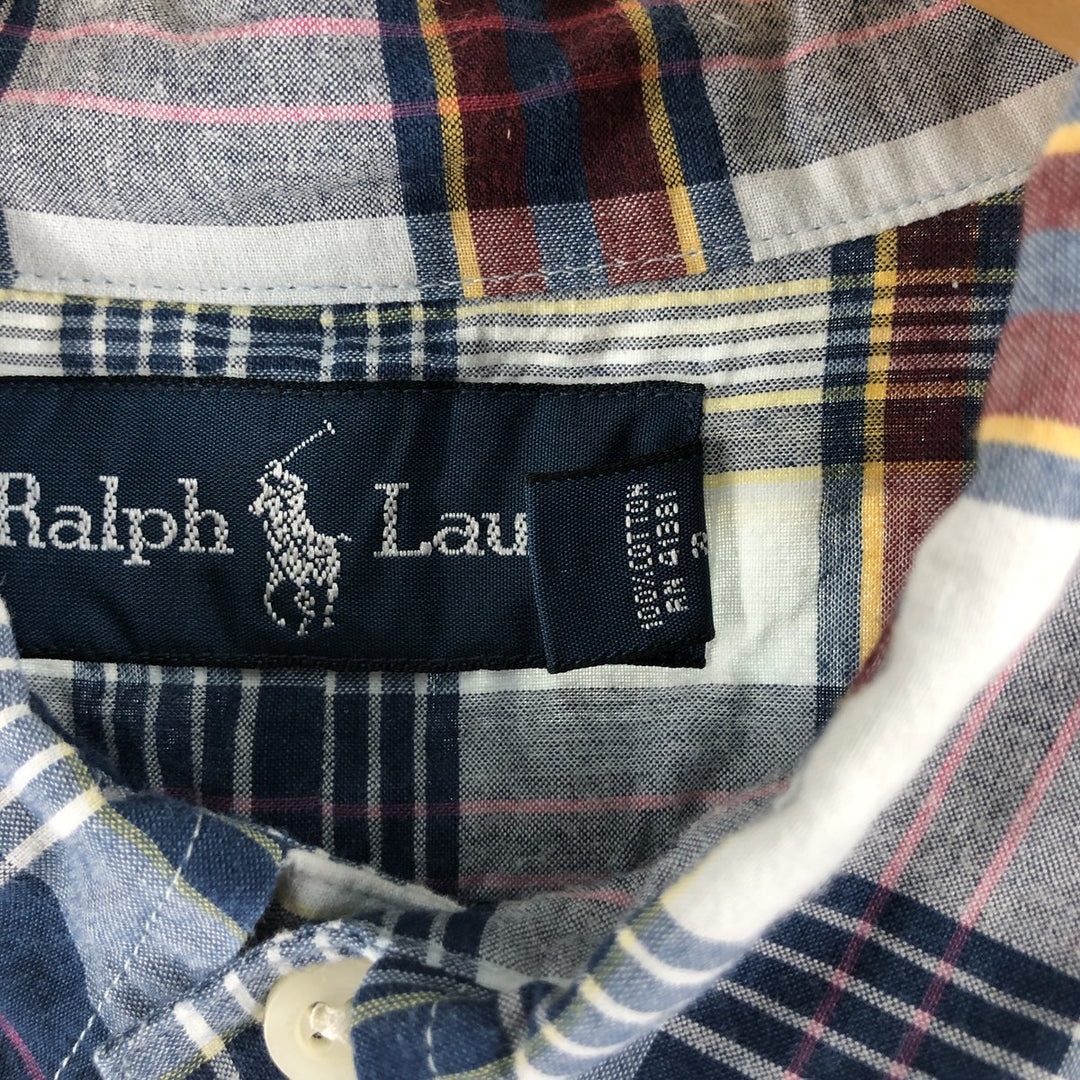 Ralph Lauren short sleeve button down check shirt, men's XL size cotton navy blue type Vintage Second Hand