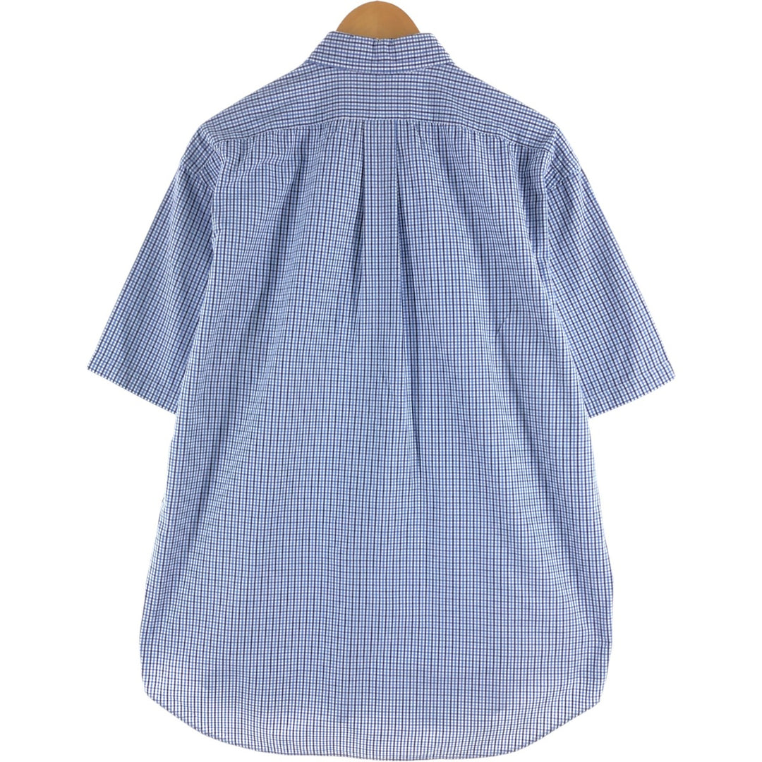 Ralph Lauren short sleeve button down check shirt, men's size L cotton blue type Vintage Second Hand