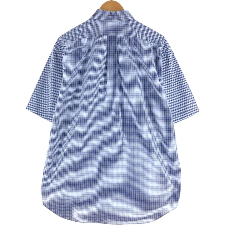 Ralph Lauren short sleeve button down check shirt, men's size L cotton blue type Vintage Second Hand