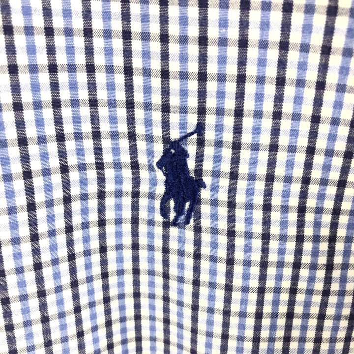Ralph Lauren short sleeve button down check shirt, men's size L cotton blue type Vintage Second Hand