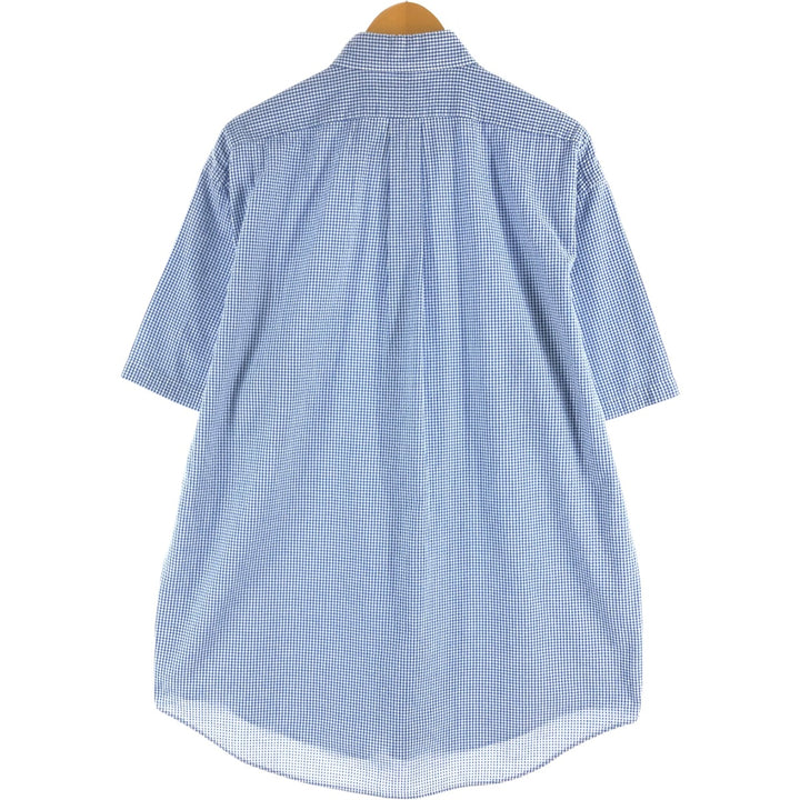 Ralph Lauren Gingham Check Short Sleeve Button Down Check Shirt Men's Size L cotton blue type Vintage Second Hand