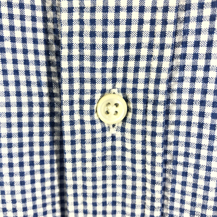 Ralph Lauren Gingham Check Short Sleeve Button Down Check Shirt Men's Size L cotton blue type Vintage Second Hand