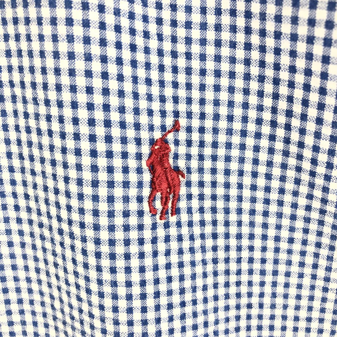 Ralph Lauren Gingham Check Short Sleeve Button Down Check Shirt Men's Size L cotton blue type Vintage Second Hand