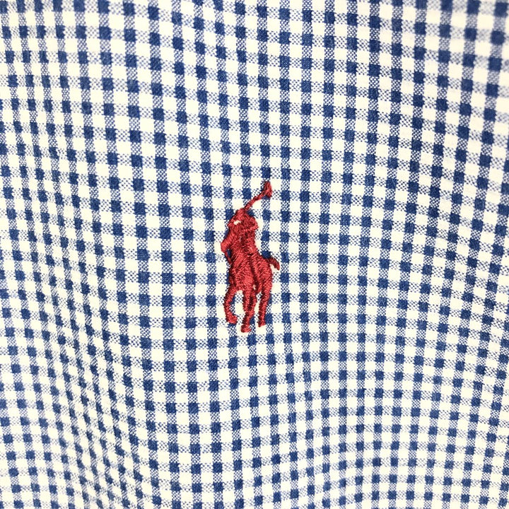 Ralph Lauren Gingham Check Short Sleeve Button Down Check Shirt Men's Size L cotton blue type Vintage Second Hand