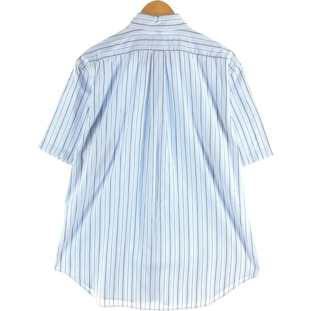 Ralph Lauren short sleeve button down striped shirt, men's size L cotton Blue type light blue Vintage Second Hand