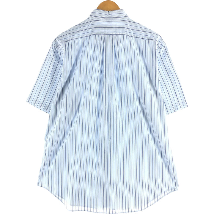 Ralph Lauren short sleeve button down striped shirt, men's size L cotton Blue type light blue Vintage Second Hand