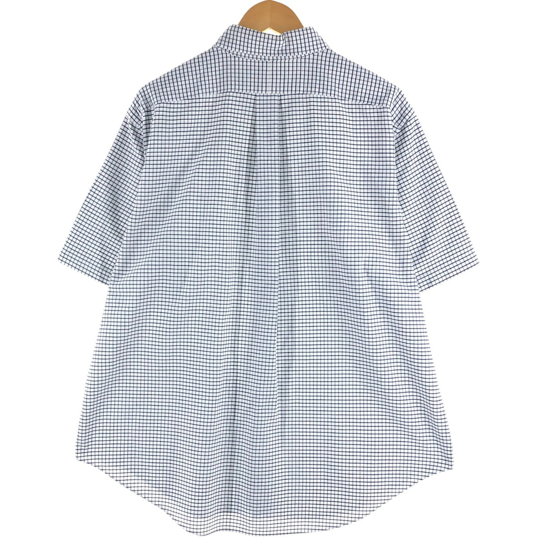 Ralph Lauren short sleeve button down check shirt, men's XL size cotton navy blue type Vintage Second Hand