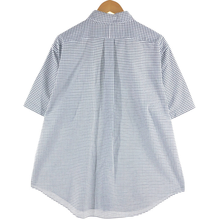 Ralph Lauren short sleeve button down check shirt, men's XL size cotton navy blue type Vintage Second Hand