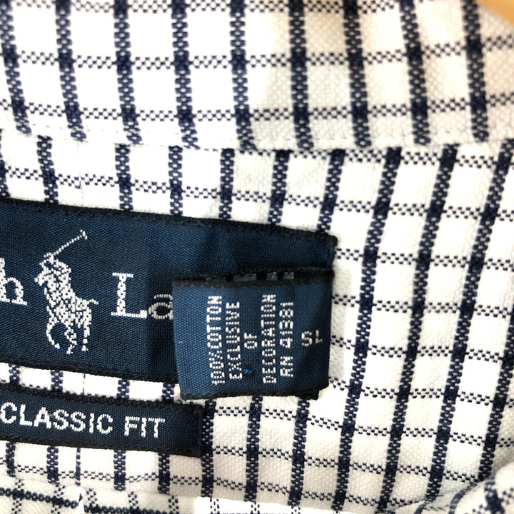 Ralph Lauren short sleeve button down check shirt, men's XL size cotton navy blue type Vintage Second Hand