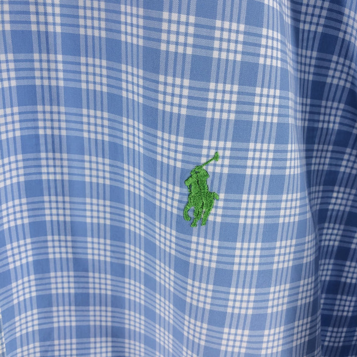 Ralph Lauren Classic Fit Check Pattern Short Sleeve Button Down Shirt Men's M cotton Blue type light blue Vintage Second Hand