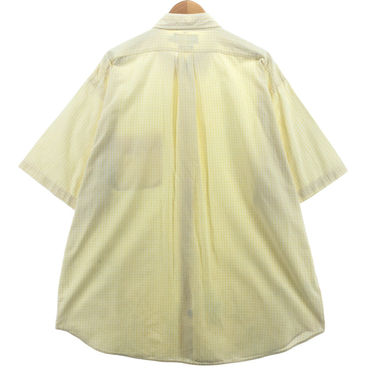 Ralph Lauren short sleeve button down check shirt for men, equivalent to XXL cotton yellow type Vintage Second Hand
