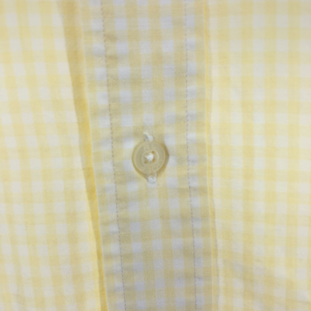 Ralph Lauren short sleeve button down check shirt for men, equivalent to XXL cotton yellow type Vintage Second Hand