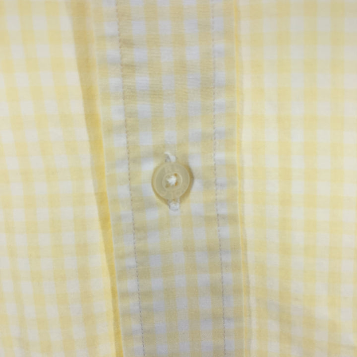 Ralph Lauren short sleeve button down check shirt for men, equivalent to XXL cotton yellow type Vintage Second Hand