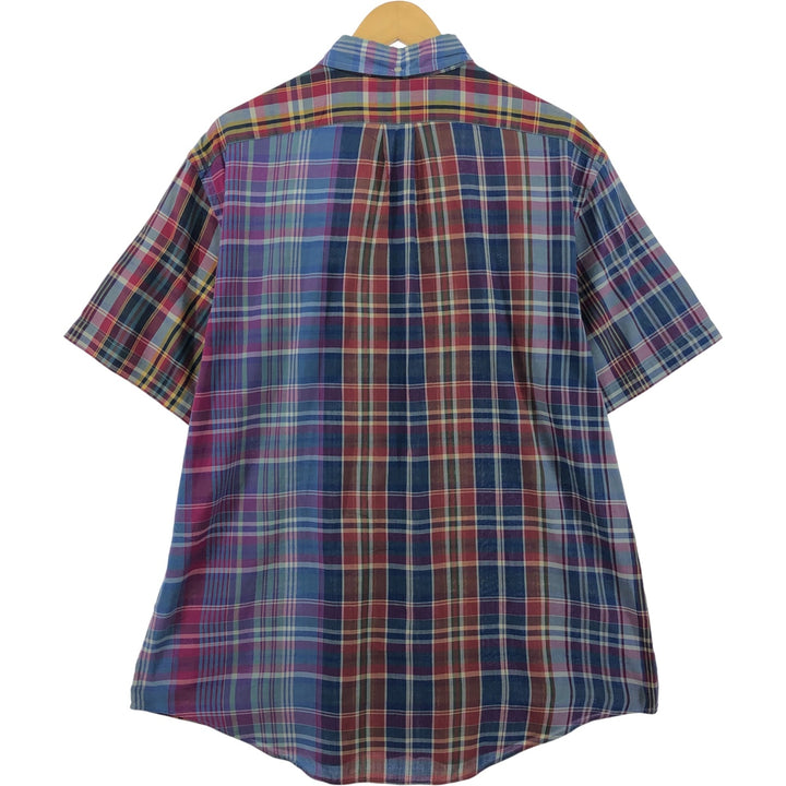 Ralph Lauren Madras Check Short Sleeve Button Down Check Shirt Men's XL cotton blue type Vintage Second Hand