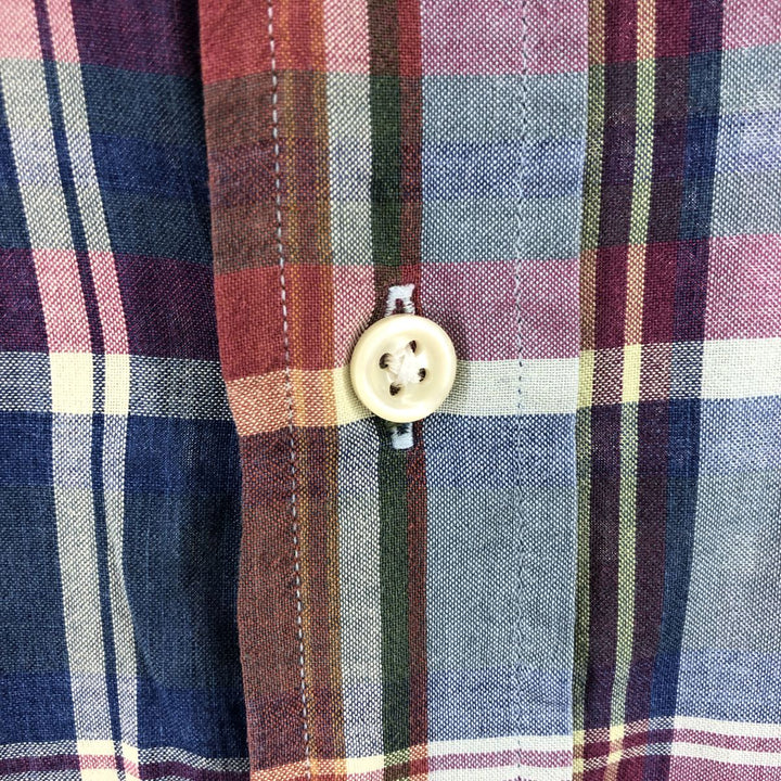 Ralph Lauren Madras Check Short Sleeve Button Down Check Shirt Men's XL cotton blue type Vintage Second Hand