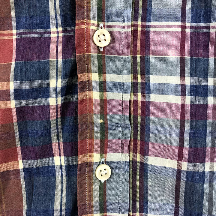 Ralph Lauren Madras Check Short Sleeve Button Down Check Shirt Men's XL cotton blue type Vintage Second Hand