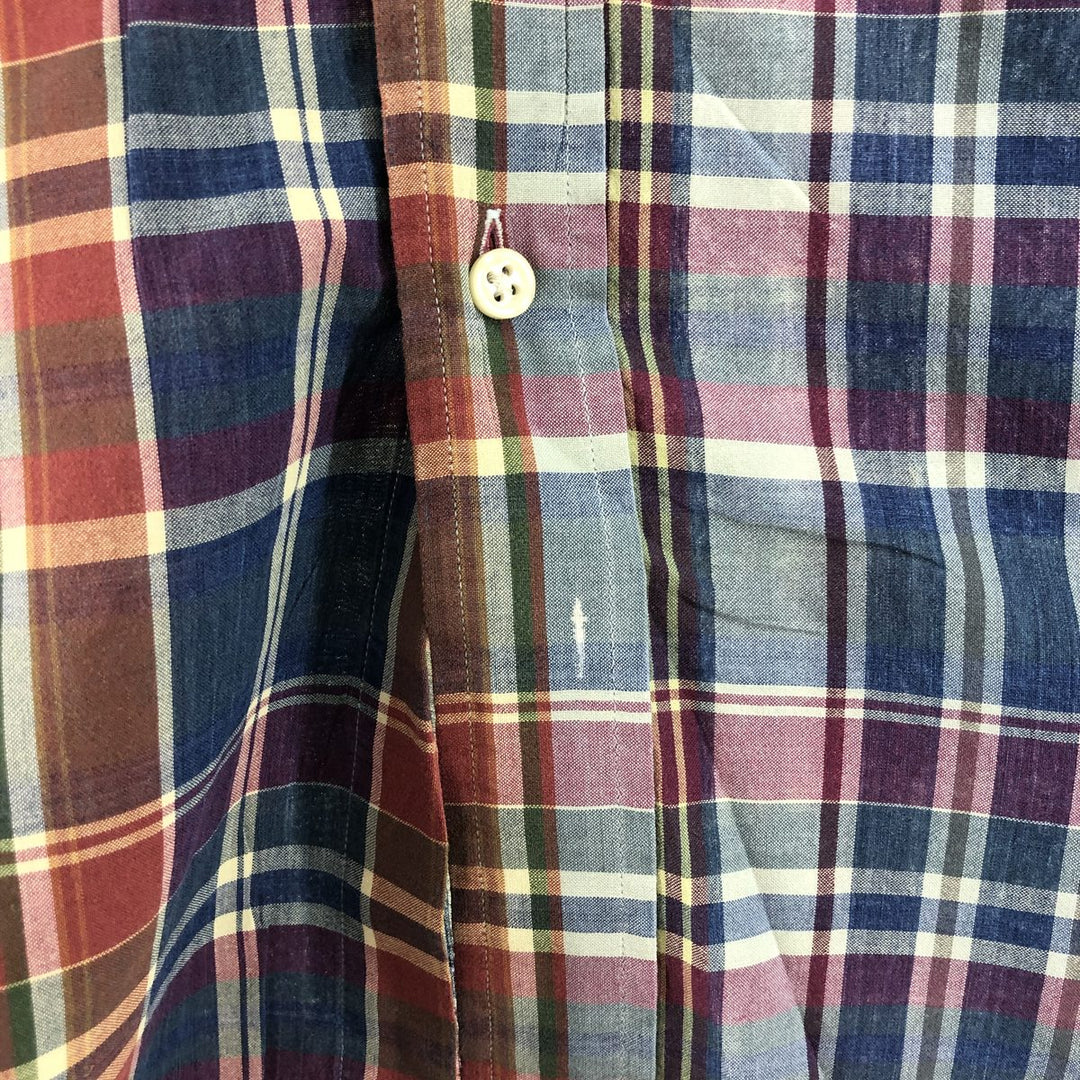 Ralph Lauren Madras Check Short Sleeve Button Down Check Shirt Men's XL cotton blue type Vintage Second Hand