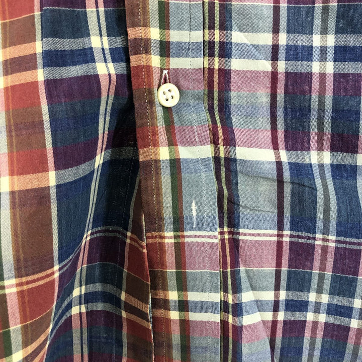 Ralph Lauren Madras Check Short Sleeve Button Down Check Shirt Men's XL cotton blue type Vintage Second Hand
