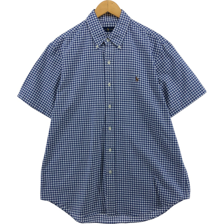 Ralph Lauren BLAKE Gingham Check Short Sleeve Button Down Check Shirt Men's Size L cotton white type Vintage Second Hand
