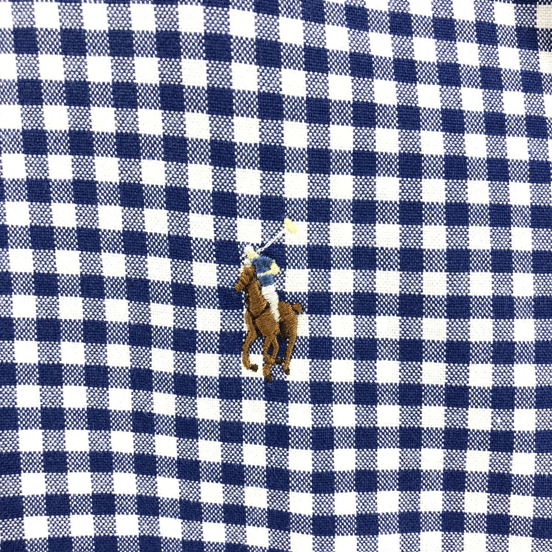 Ralph Lauren BLAKE Gingham Check Short Sleeve Button Down Check Shirt Men's Size L cotton white type Vintage Second Hand