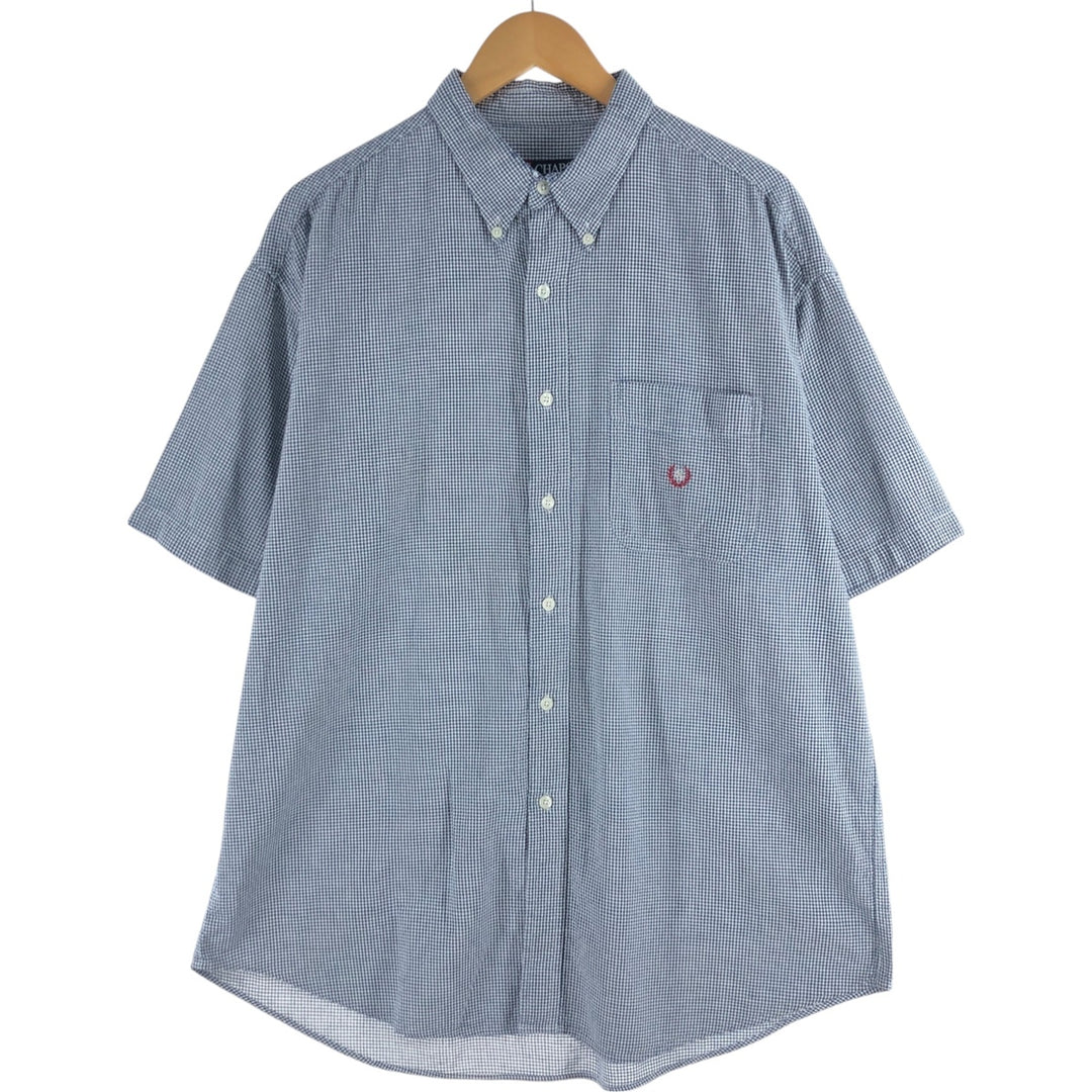 90'S Ralph Lauren CHAPS Gingham Check Short Sleeve Button Down Check Shirt Men's XL Vintage cotton white type Vintage Second Hand
