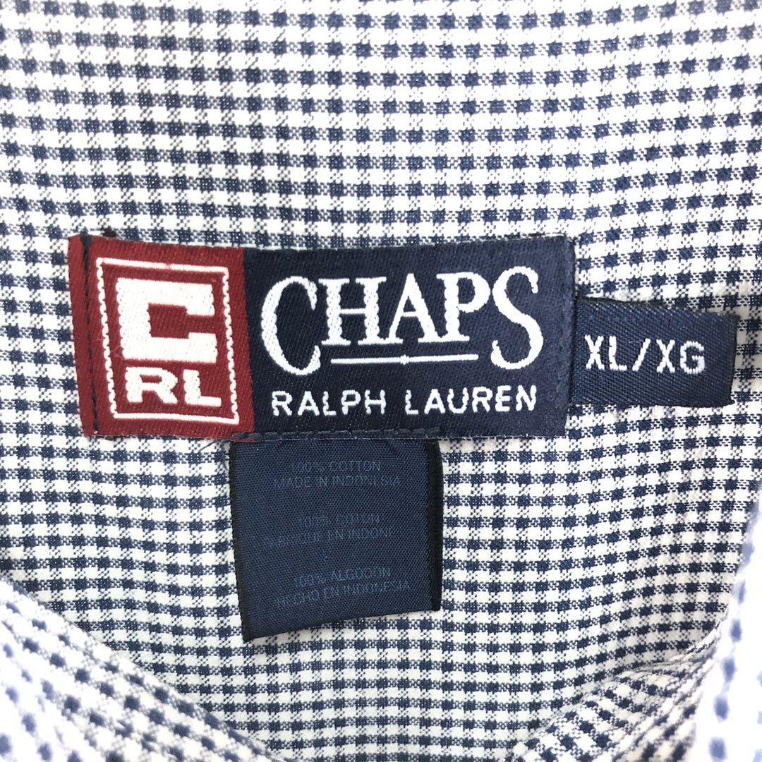 90'S Ralph Lauren CHAPS Gingham Check Short Sleeve Button Down Check Shirt Men's XL Vintage cotton white type Vintage Second Hand
