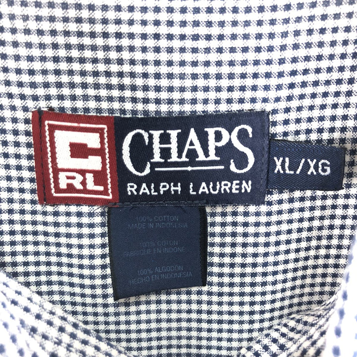 90'S Ralph Lauren CHAPS Gingham Check Short Sleeve Button Down Check Shirt Men's XL Vintage cotton white type Vintage Second Hand