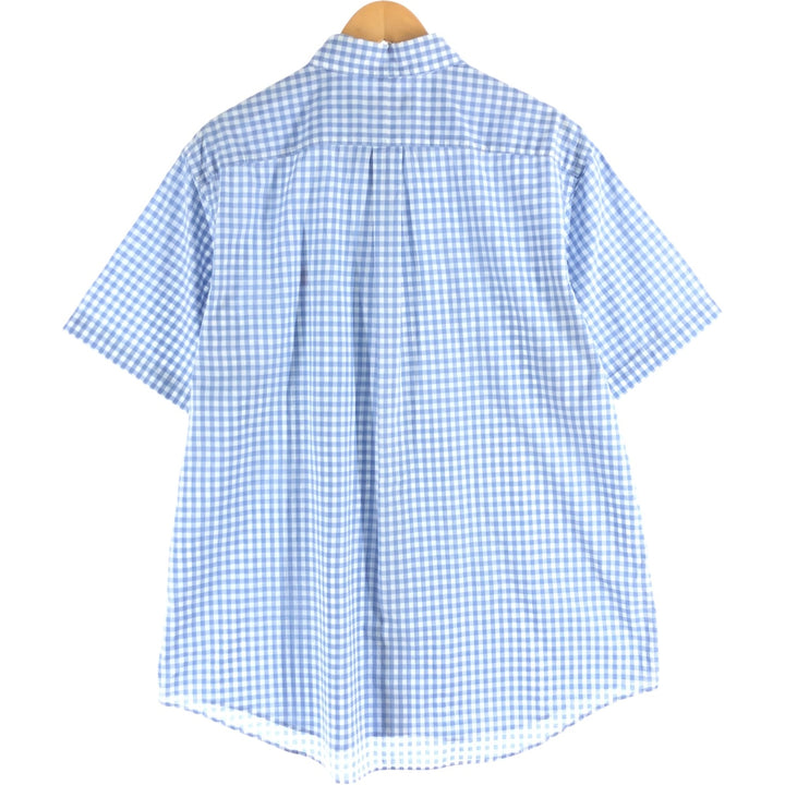 Ralph Lauren Gingham Check Short Sleeve Button Down Check Shirt Men's XL Size Short Sleeve cotton white type Vintage Second Hand