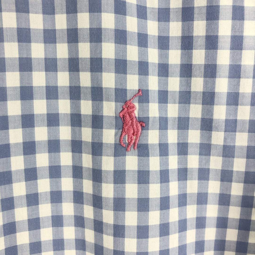 Ralph Lauren Gingham Check Short Sleeve Button Down Check Shirt Men's XL Size Short Sleeve cotton white type Vintage Second Hand